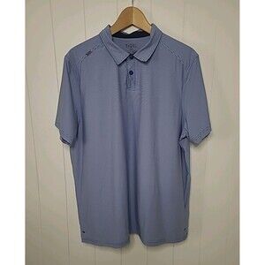 Rhone Commuter Short Sleeve Polo Shirt Golf Blue Striped Men Size XL Activewear